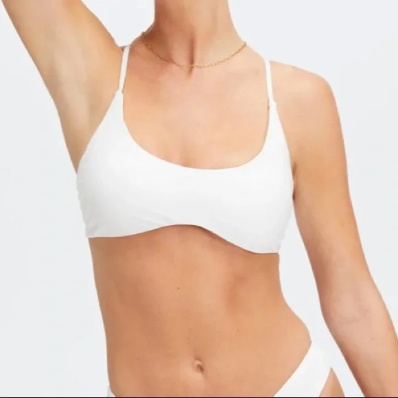 NEW Fabletics Noa Scoop bikini Top and bottom in White Size: L (10) - Picture 3 of 11